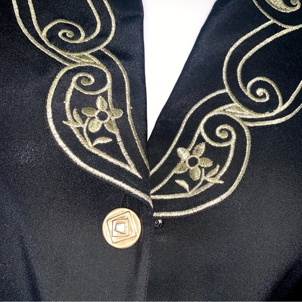 Vintage Black Blouse with Gold Embroidered Collar - Picture 14 of 15